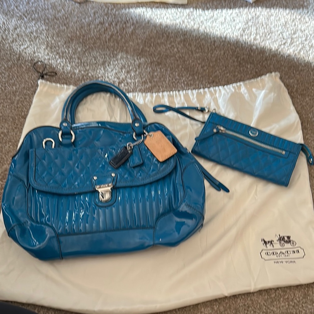 Coach Blue Quilted Women's Bag Set